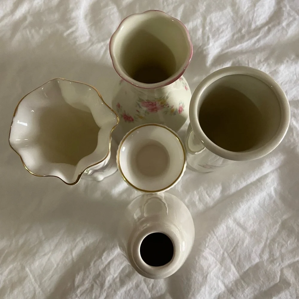 Five Vintage Floral Vases Bundle, Perfect Gifts, Just Ask To Be Split Please